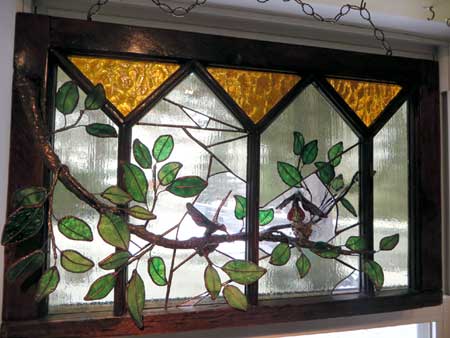 For the love of hummingbirds by Stained Glass Artist Yvonne DeViller