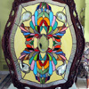 Victorian pattern in antique Tray Frame by Stained Glass Artist Yvonne DeViller