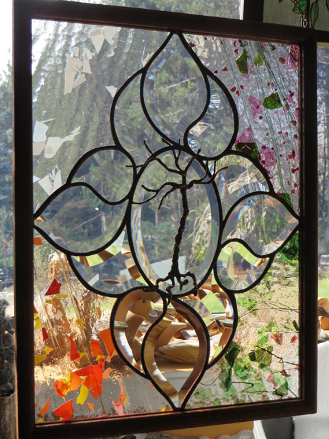 Amethyst flowers by Stained Glass Artist Yvonne DeViller