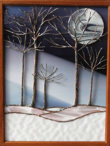 Trees in Winter Night by Stained Glass Artist Yvonne DeViller