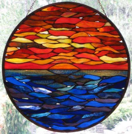 Sunrise/Sunset over Water by Stained Glass Artist Yvonne DeViller
